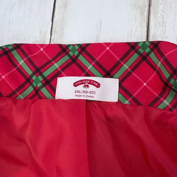 Holiday Time Mens Festive Plaid & Gift Bow Christmas Blazer Jacket Size 2XL - Picture 5 of 7